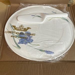 CHRISTOPHER STUART BONE CHINA "IRIS" 13 INCH ROUND CAKE/SERVING PLATE